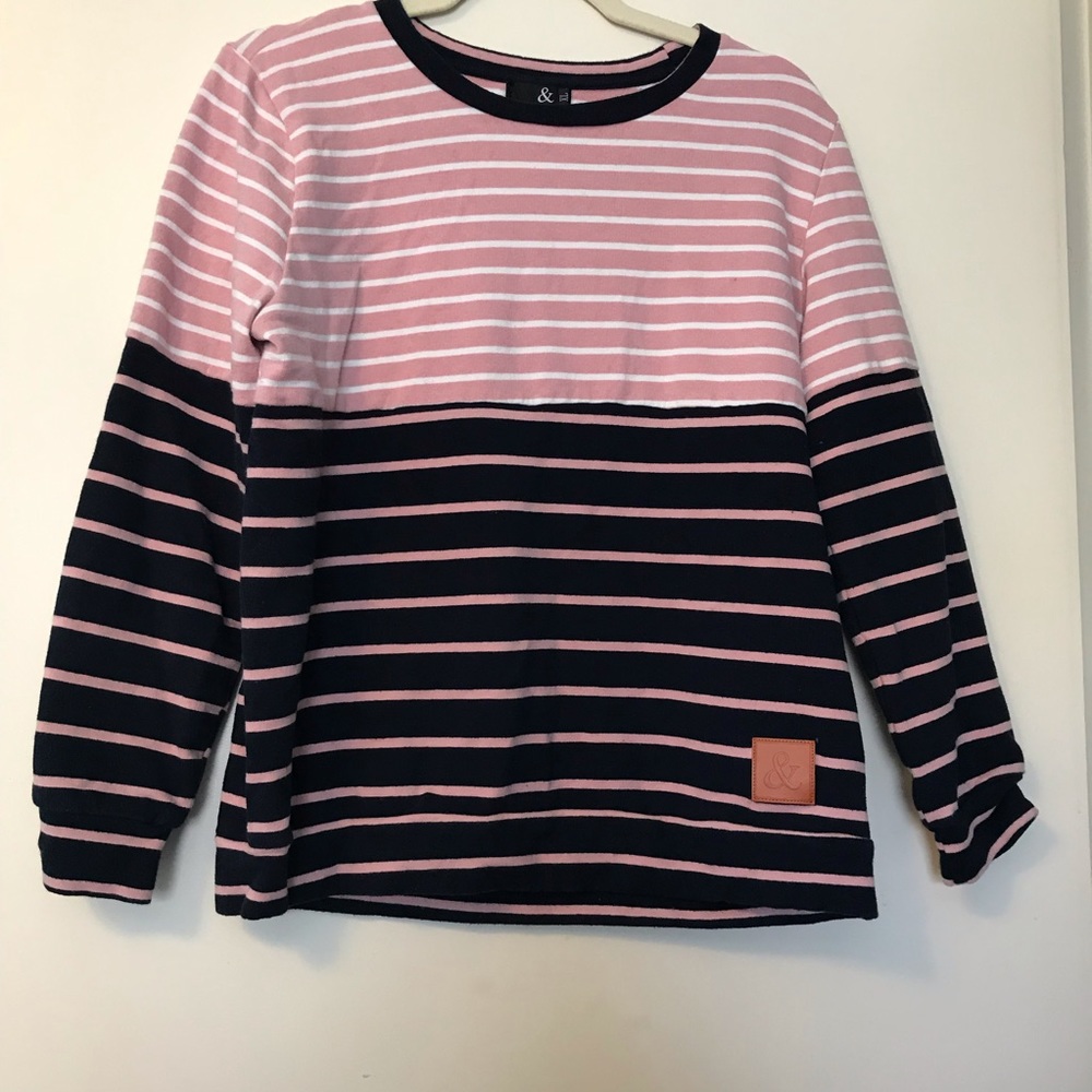 Ampersand avenue xl navy pink stripe sweater